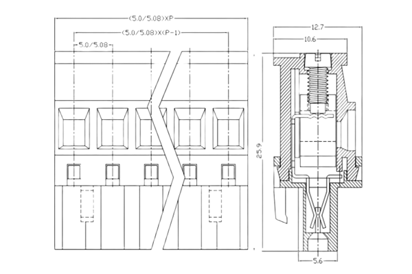 PCB Screw Terminal Block - XY126V-5.0
