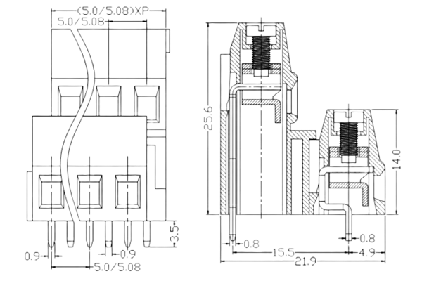 PCB Screw Terminal Block - XY126V-5.0