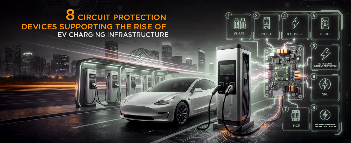 A Blog Banner On 8 Circuit Protection Devices Supporting the Rise of EV Charging Infrastructure